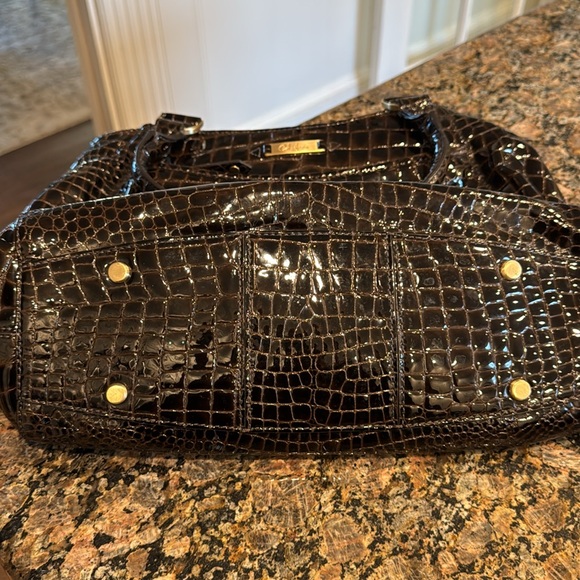 Cole Haan brown snakeskin embossed patent leather bag - Picture 8 of 8